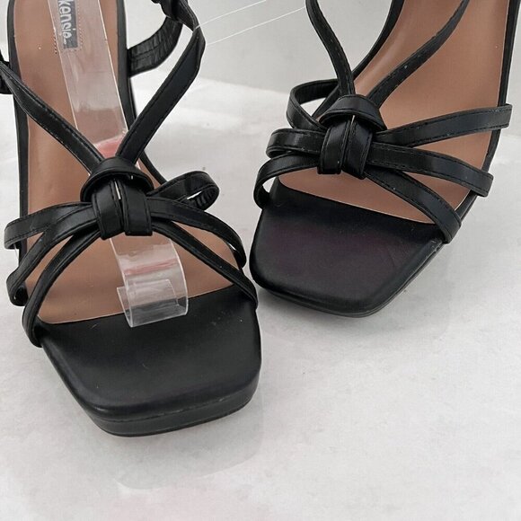 Kensie Leilany Strappy Platform Sandals Black Sz. 8.5M block heels faux leather - Picture 8 of 13